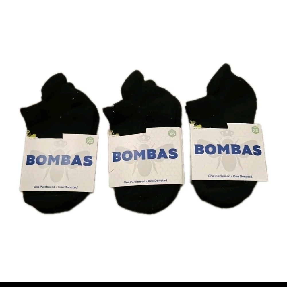 Bombas Womens Black Ankle Cushioned Comfort Performance Socks XS LOT OF 3